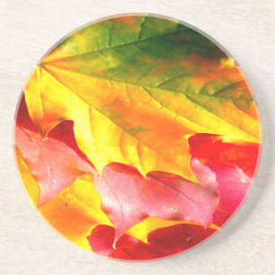 Dessous De Verre En Grès Feuilles d'automne Personnalisez-le Jaune, Rouge,