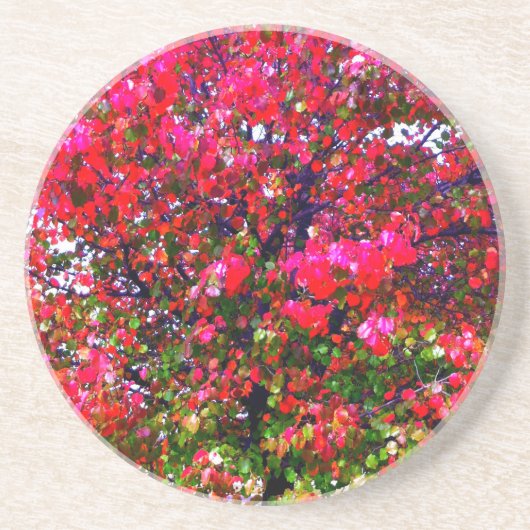 Dessous De Verre En Grès Feuilles d'automne rose impressionniste (Devant)