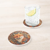 Dessous De Verre En Grès Feuilles d'automne saisonnière Renard rouge Visage (Côté)