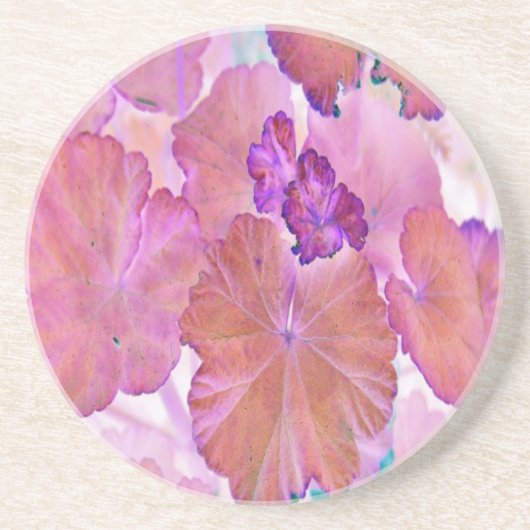 Dessous De Verre En Grès Feuilles de géranium rose (Devant)