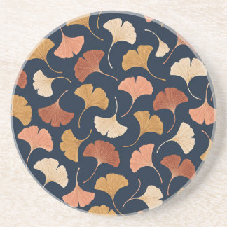Dessous De Verre En Grès Feuilles de Ginkgo d'Automne en Terracotta et Nuit