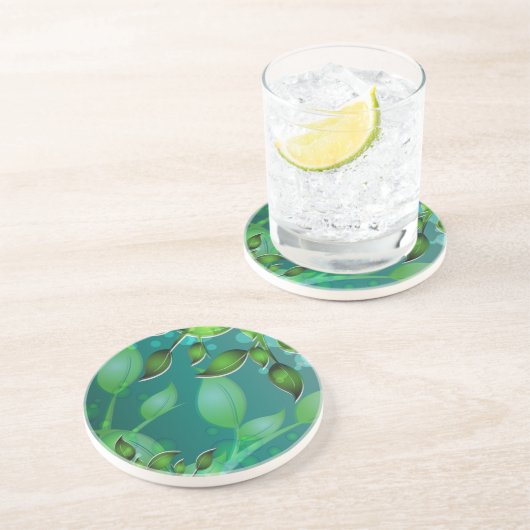 Dessous De Verre En Grès Feuilles de jardin frais (Côté)