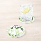 Dessous De Verre En Grès Feuilles de jardin frais sur blanc (Côté)
