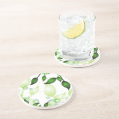 Dessous De Verre En Grès Feuilles de jardin frais sur blanc (Côté)