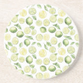 Dessous De Verre En Grès Feuilles de Limes Vertes Fruit (Devant)