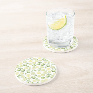 Dessous De Verre En Grès Feuilles de Limes Vertes Fruit