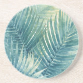 Dessous De Verre En Grès Feuilles de palmier bleu sarcelle vert (Devant)