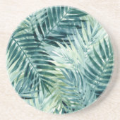 Dessous De Verre En Grès Feuilles de palmier vert cyan (Devant)