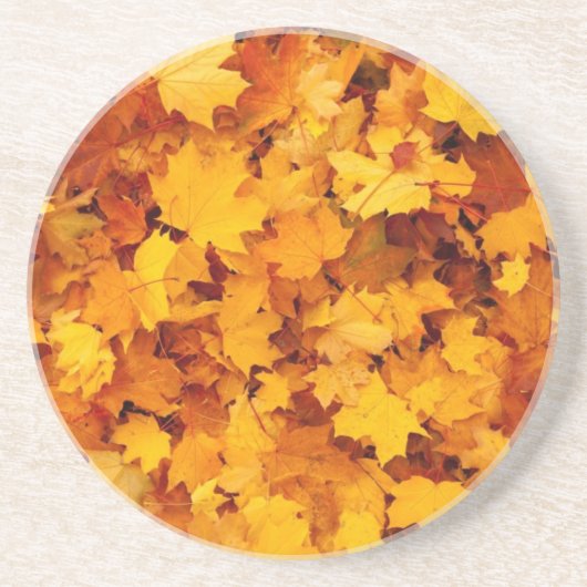 Dessous De Verre En Grès Feuilles d'érable jaune d'automne (Devant)