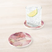 Dessous De Verre En Grès Feuilles dorées Bourgogne Blush Rose (Côté)