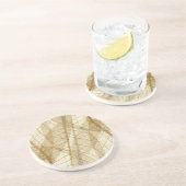 Dessous De Verre En Grès Feuilles en dentelle beige crème pâle (Côté)