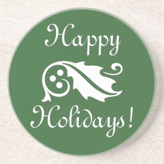 Dessous De Verre En Grès Feuilles et baies vitrées de Noël (Devant)