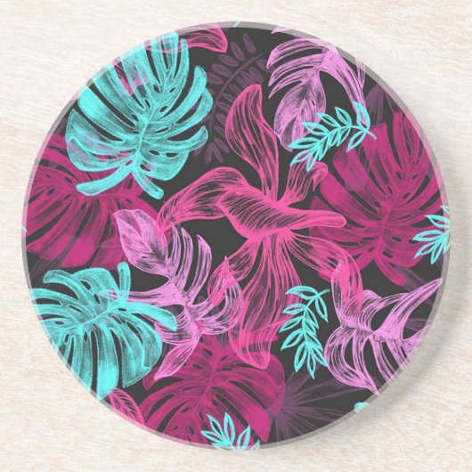 Dessous De Verre En Grès Feuilles Tropicales (Devant)