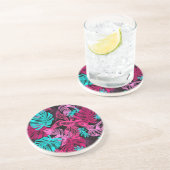 Dessous De Verre En Grès Feuilles Tropicales (Côté)