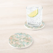 Dessous De Verre En Grès Feuilles tropicales vert aqua pêche (Côté)