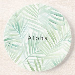 Dessous De Verre En Grès Feuilles Tropicales Vertes Aloha