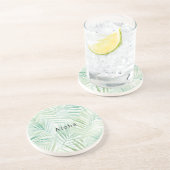 Dessous De Verre En Grès Feuilles Tropicales Vertes Aloha (Côté)