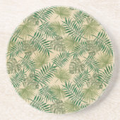 Dessous De Verre En Grès Feuilles Vertes Tropicales (Devant)