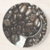 Dessous De Verre En Grès Fèves de café rôties avec Scoop en argent Photo (Devant)