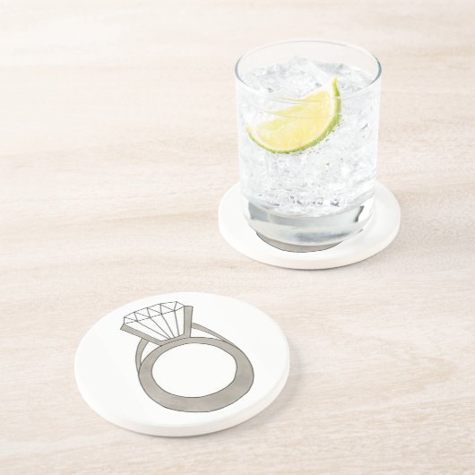 Dessous De Verre En Grès Fiançailles Diamond Bling Fashionista Bride (Côté)