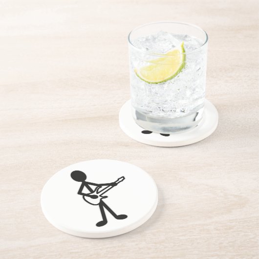 Dessous De Verre En Grès Figure de bâton guitariste (Côté)