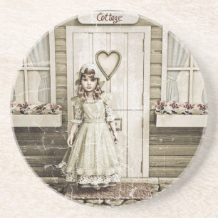 Dessous De Verre En Grès Fille de cottage vintage Art shabby chic