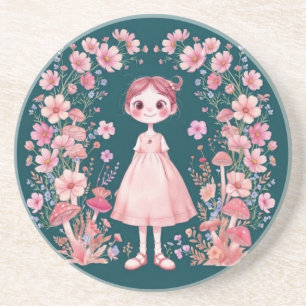 Dessous De Verre En Grès Fille Florale Fantastique Mignonne Capricieuse Ron