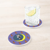 Dessous De Verre En Grès Fille mignonne de Fox argenté (Kitsune) (Côté)