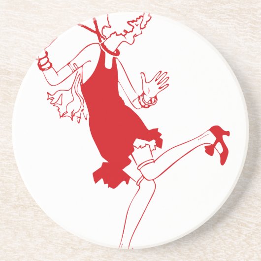 Dessous De Verre En Grès fille rouge (Devant)