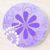 Dessous De Verre En Grès Fille violet fleurs rétro (Devant)