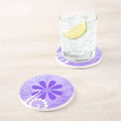 Dessous De Verre En Grès Fille violet fleurs rétro (Côté)