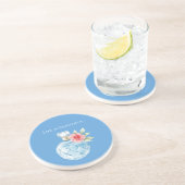 Dessous De Verre En Grès Flacon de Parfum Rose Bleu Aqua Blanc (Côté)