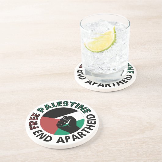 Dessous De Verre En Grès Flag de la Palestine (Côté)