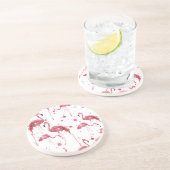 Dessous De Verre En Grès Flamant rose motif aquarelle, design dynamique. (Côté)