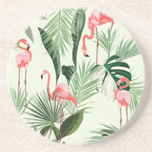 Dessous De Verre En Grès Flamant rose rose Fleurs exotiques Motif
