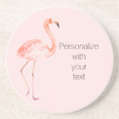Dessous De Verre En Grès Flamant rose rose pâle Personnalisé (Devant)