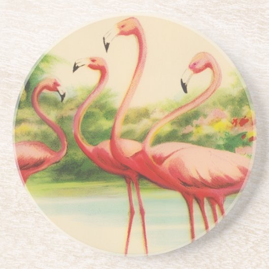 Dessous De Verre En Grès Flamants Rétro (Devant)