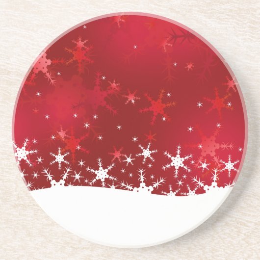 Dessous De Verre En Grès Flammes de neige rouges d'hiver de Noël (Devant)