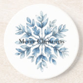 Dessous De Verre En Grès Flèche de neige bleu blanc d'hiver (Devant)