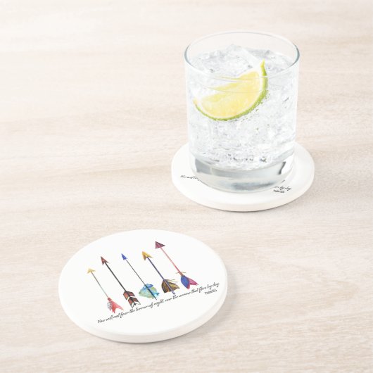 Dessous De Verre En Grès Flèche Psaume 91 (Côté)