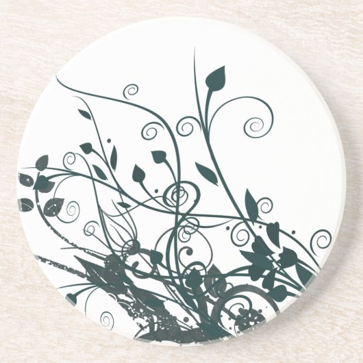 Dessous De Verre En Grès Flèches turquoises à la feuille (Devant)