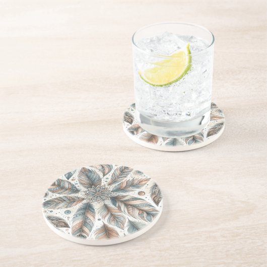 Dessous De Verre En Grès Fleur à Plumes (Côté)