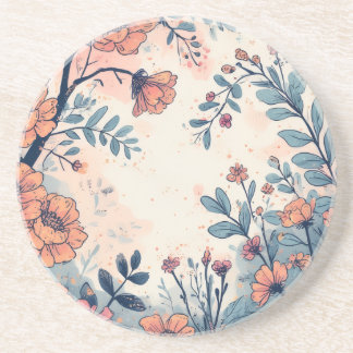 Dessous De Verre En Grès Fleur Abstraite