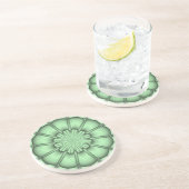 Dessous De Verre En Grès Fleur Abstraite en vert pâle (Côté)
