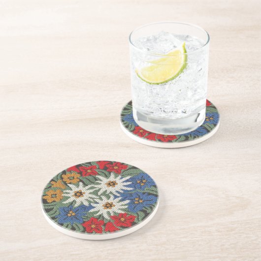 Dessous De Verre En Grès Fleur alpine suisse Edelweiss (Côté)
