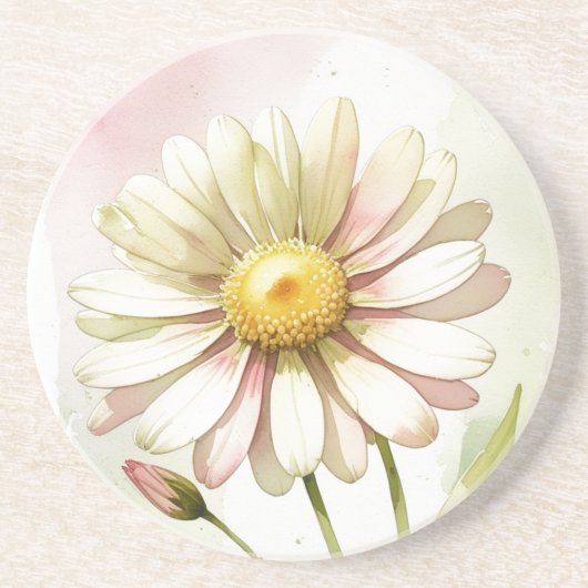 Dessous De Verre En Grès Fleur aquarelle moderne professionnelle Daisy (Devant)