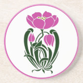 Dessous De Verre En Grès Fleur Art Nouveau rose (Devant)