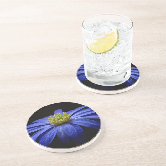 Dessous De Verre En Grès Fleur balkanique bleue d'anémone (Côté)