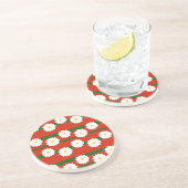 Dessous De Verre En Grès Fleur blanche Fleur rouge Joyeux Noël (Côté)