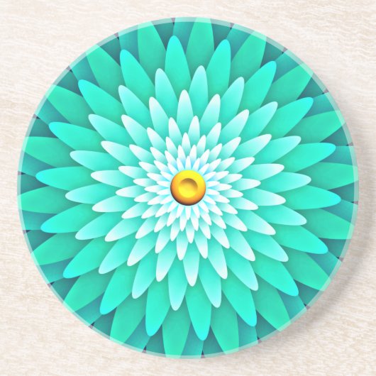 Dessous De Verre En Grès Fleur bleue Mandala-68566 (Devant)